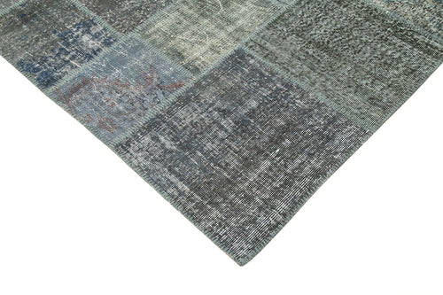 Kirk Yama Grey Patchwork Cotton Wool Handmade Area Rug 6'9'' x 9'11''