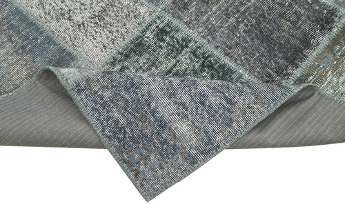 Kirk Yama Grey Patchwork Cotton Wool Handmade Area Rug 6'9'' x 9'11''