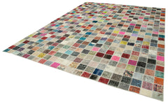 Kirk Yama Pink Patchwork Cotton Wool Handmade Area Rug 9'10'' x 13'1''