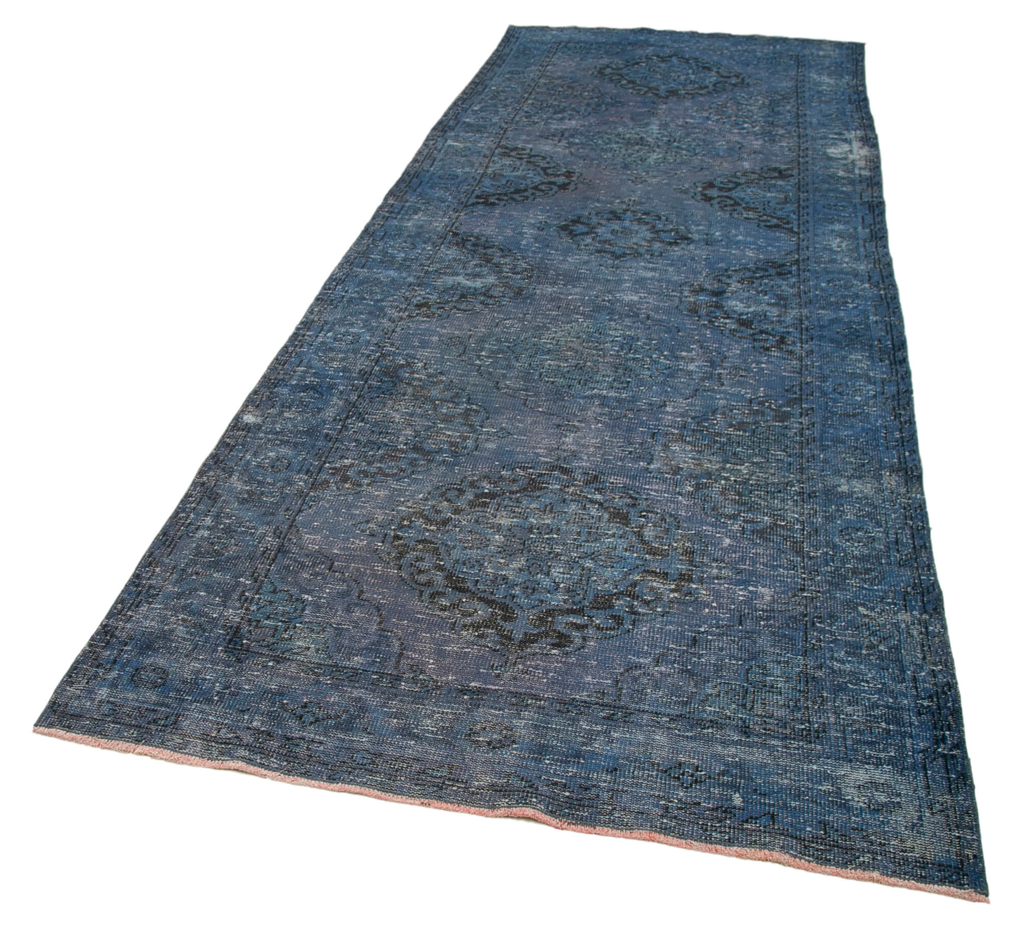 Handmade Wool Area Rug | Vintage Cotton Rug 4'7'' x 12'6'' – Soft Wool Carpet