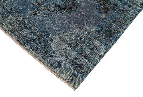 Zile Blue Vintage Cotton Wool Handmade Area Rug 4'9'' x 12'2''