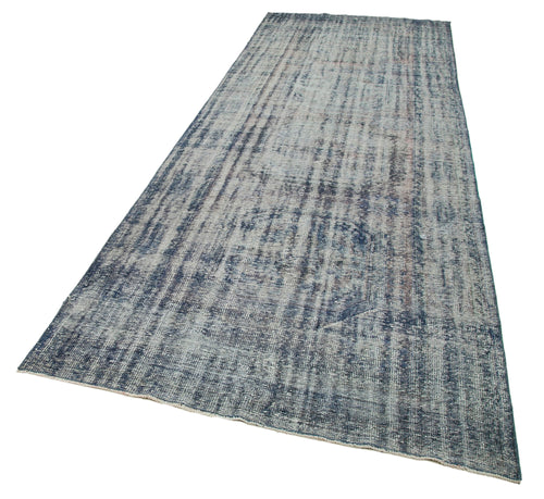 Zile Blue Vintage Cotton Wool Handmade Area Rug 4'7'' x 13'6''