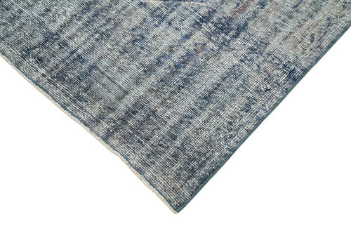 Zile Blue Vintage Cotton Wool Handmade Area Rug 4'7'' x 13'6''