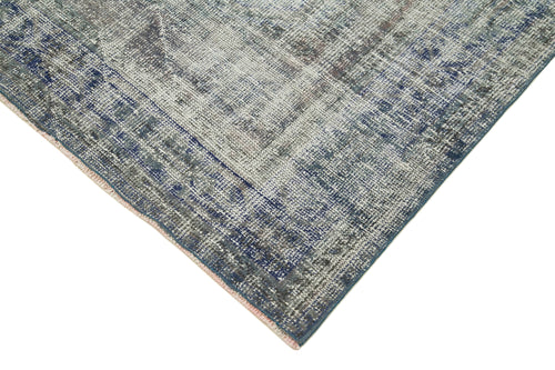 Zile Blue Vintage Cotton Wool Handmade Area Rug 4'8'' x 12'4''