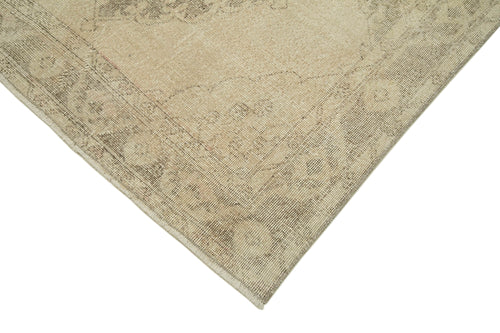 Zile Beige Vintage Cotton Wool Handmade Area Rug 4'5'' x 12'8''