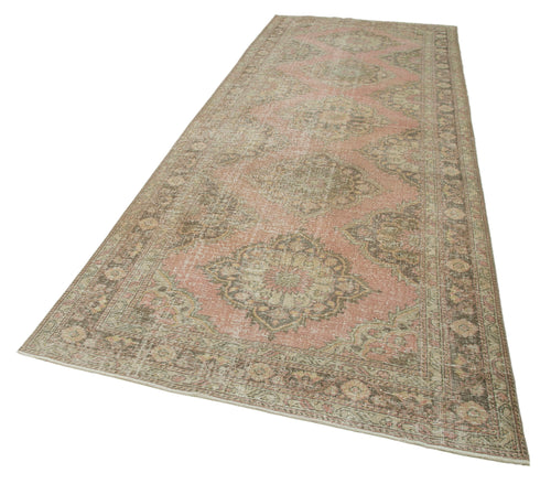 Zile Beige Vintage Cotton Wool Handmade Area Rug 4'10'' x 13'0''