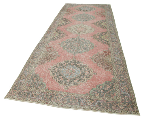 Zile Beige Vintage Cotton Wool Handmade Area Rug 4'10'' x 13'2''
