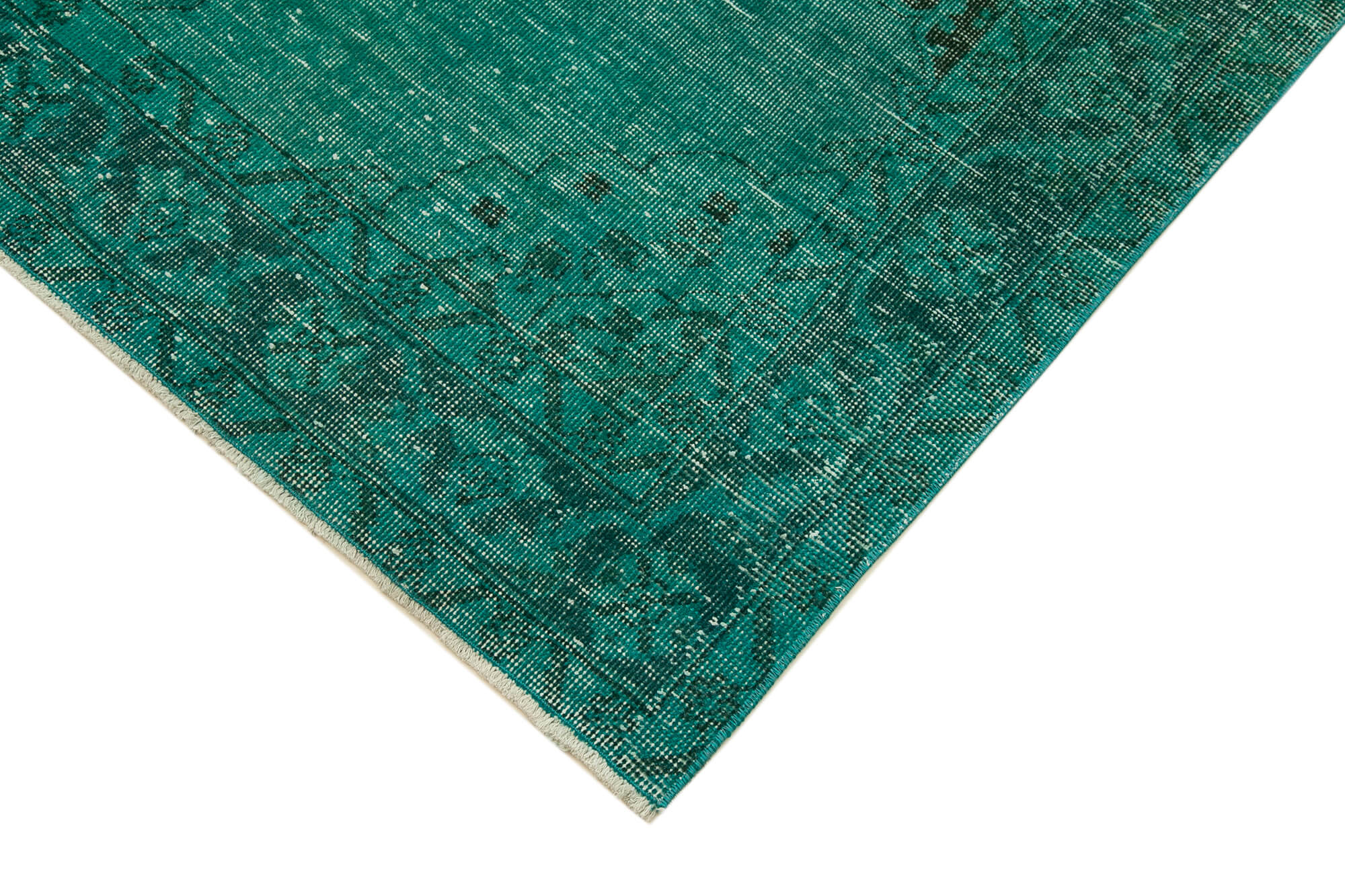 Handmade Area Rug – Vintage Turquoise Wool Carpet 4x12 Foot Durable Floor Covering