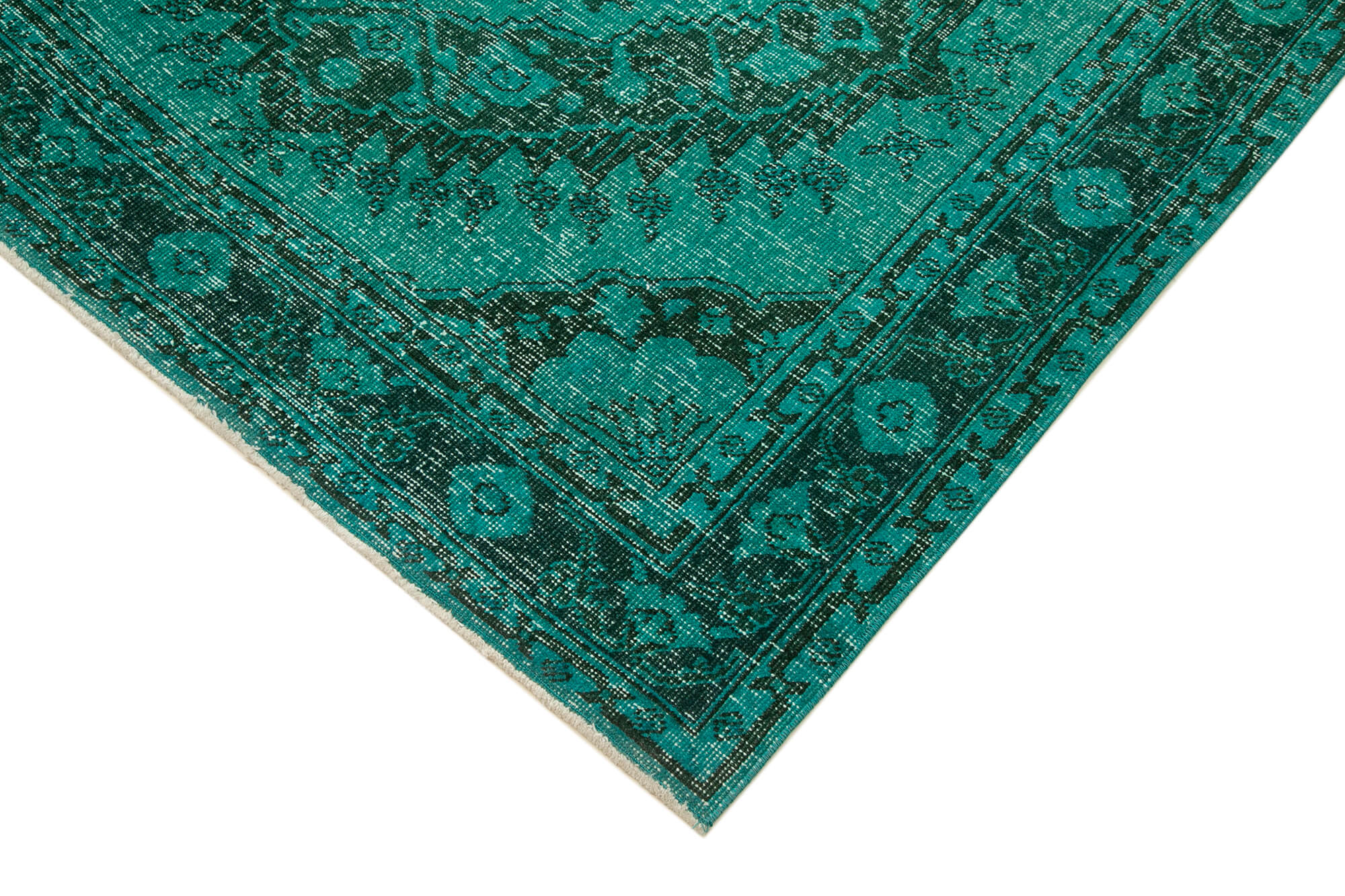 Vintage Wool Area Rug - Handmade Cotton Wool Blend Rug, Turquoise Bohemian Style
