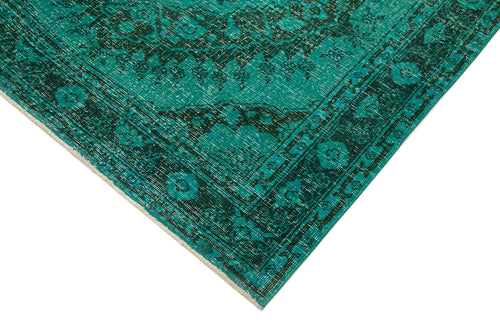 Zile Turquoise Vintage Cotton Wool Handmade Area Rug 4'10'' x 12'0''