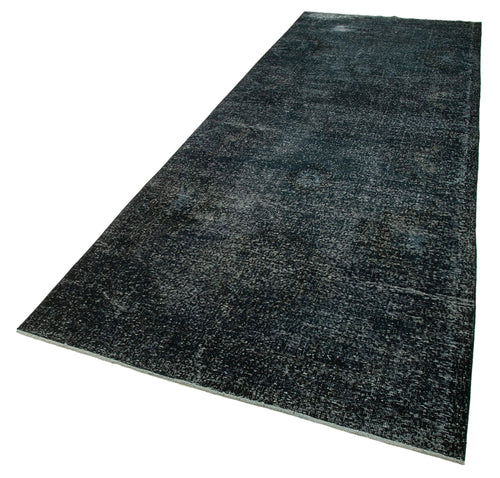 Zile Black Vintage Cotton Wool Handmade Area Rug 4'8'' x 12'8''