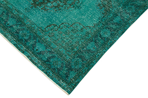 Zile Turquoise Vintage Cotton Wool Handmade Area Rug 4'9'' x 13'6''