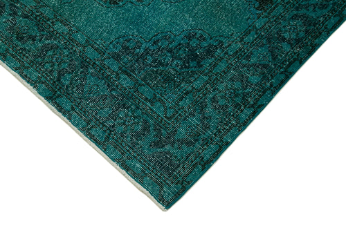 Zile Turquoise Vintage Cotton Wool Handmade Area Rug 4'9'' x 13'4''