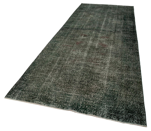 Zile Black Vintage Cotton Wool Handmade Area Rug 4'10'' x 12'9''