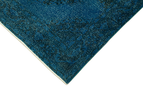 Zile Turquoise Vintage Cotton Wool Handmade Area Rug 4'10'' x 13'1''