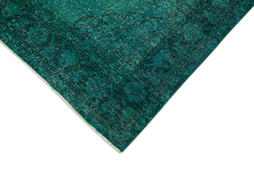 Zile Turquoise Vintage Cotton Wool Handmade Area Rug 4'9'' x 13'5''