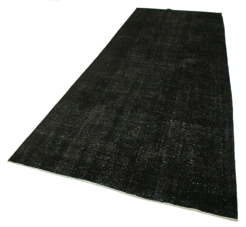 Zile Black Vintage Cotton Wool Handmade Area Rug 4'10'' x 12'6''