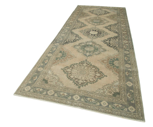 Zile Beige Vintage Cotton Wool Handmade Area Rug 4'9'' x 12'2''