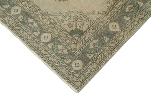 Zile Beige Vintage Cotton Wool Handmade Area Rug 4'9'' x 12'2''
