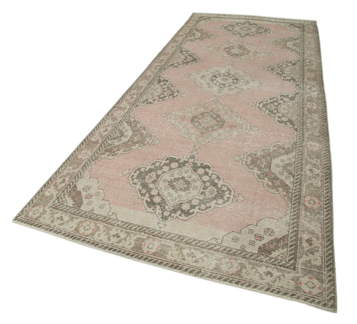 Zile Beige Vintage Cotton Wool Handmade Area Rug 4'11'' x 12'7''