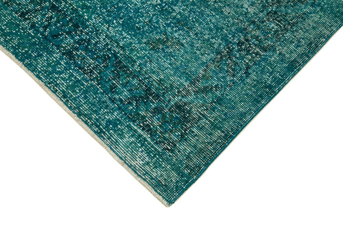 Zile Turquoise Vintage Cotton Wool Handmade Area Rug 4'11'' x 13'3''
