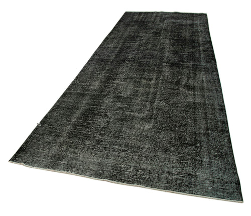 Zile Black Vintage Cotton Wool Handmade Area Rug 4'9'' x 12'5''