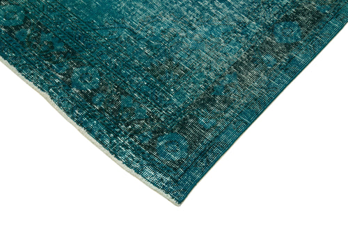 Zile Turquoise Vintage Cotton Wool Handmade Area Rug 4'8'' x 12'2''
