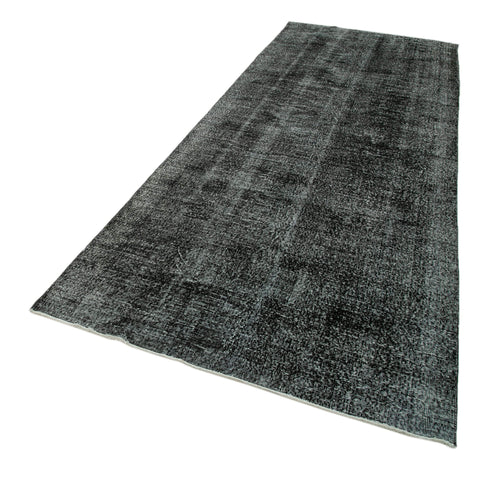 Zile Black Vintage Cotton Wool Handmade Area Rug 4'7'' x 12'6''