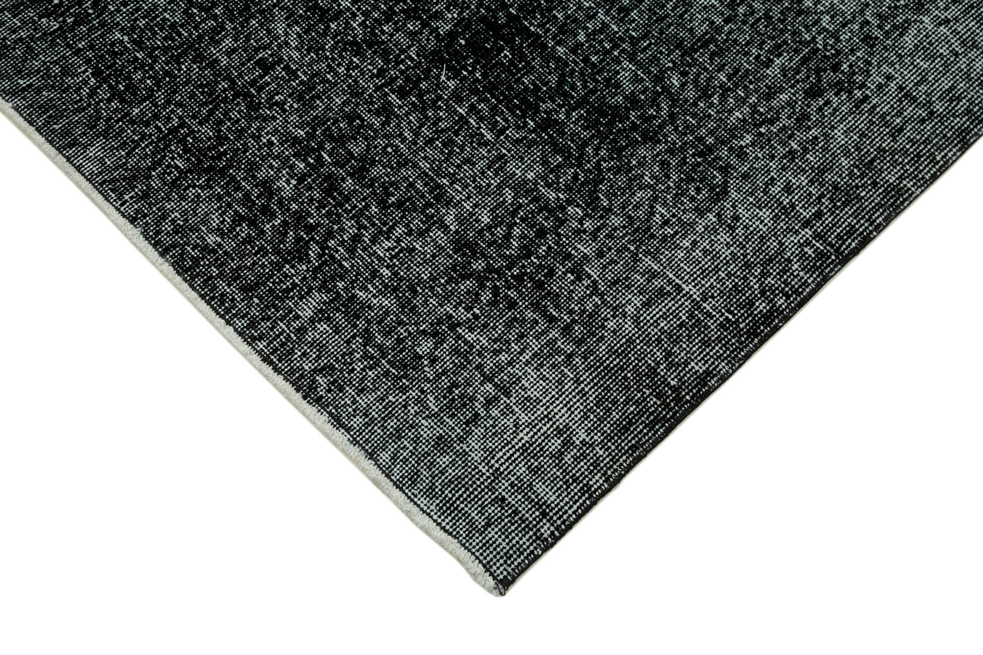 Handmade Vintage Area Rug – Black Cotton Wool Blend | Hand Woven Carpet 4'7''x12'6''