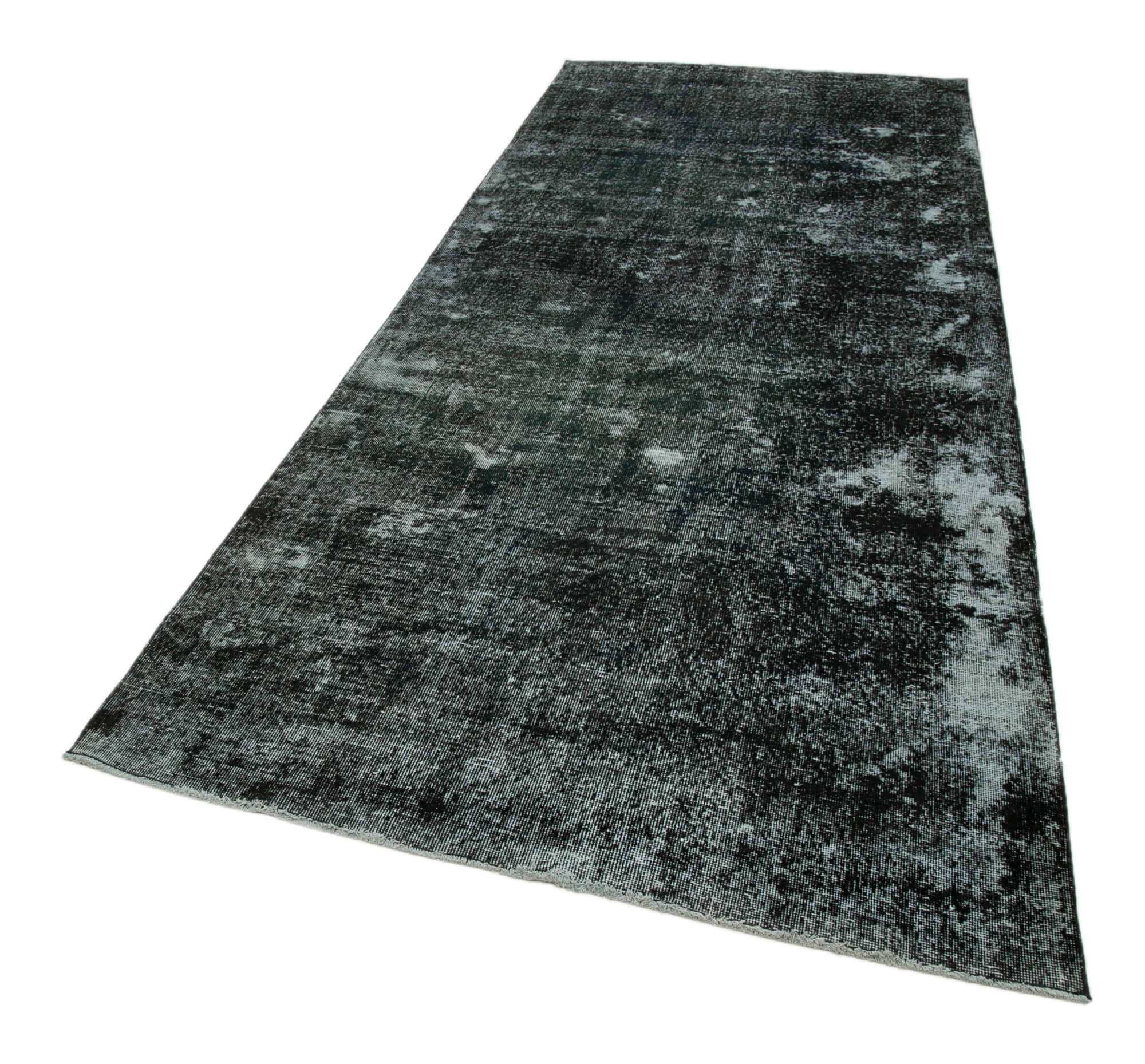 Handmade Vintage Area Rug - Black Cotton Wool 4x12 Classic Woven Rug