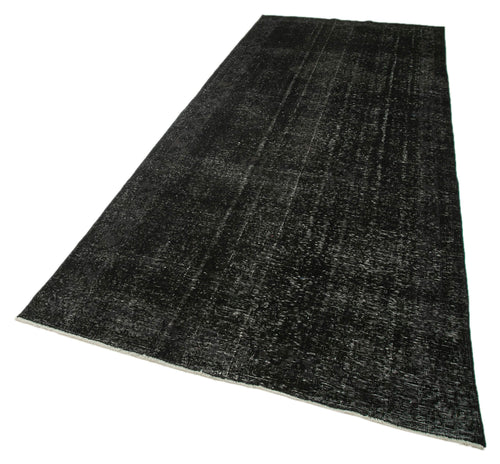 Zile Black Vintage Cotton Wool Handmade Area Rug 4'8'' x 11'8''