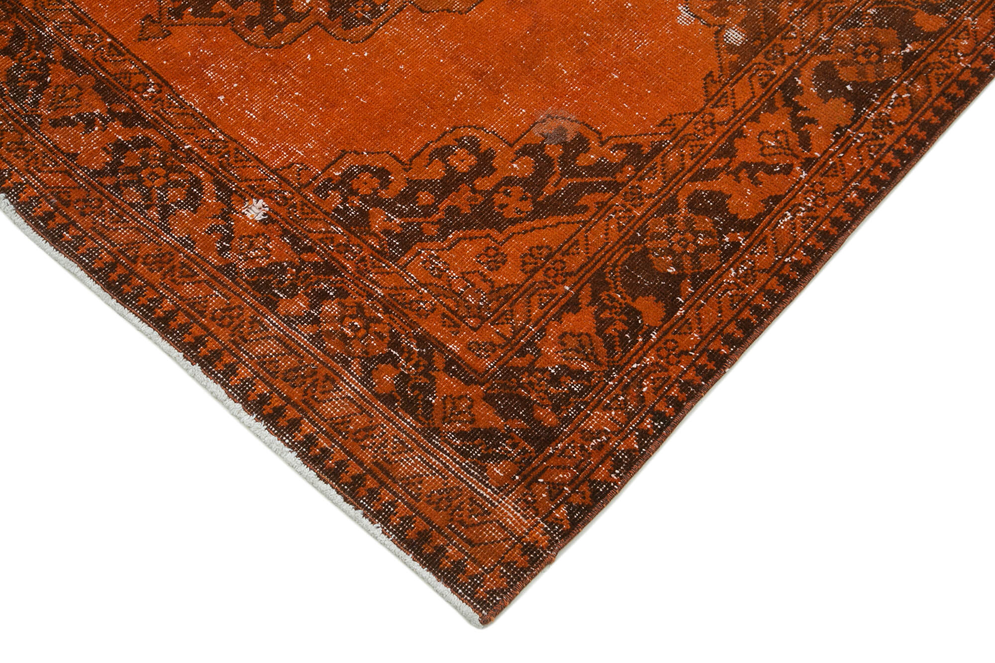 Handmade Vintage Area Rug - Orange Cotton Wool Rug, Turkish Handwoven Carpet 4'10"x13'6"
