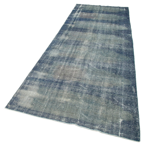 Zile Blue Vintage Cotton Wool Handmade Area Rug 4'1'' x 10'11''
