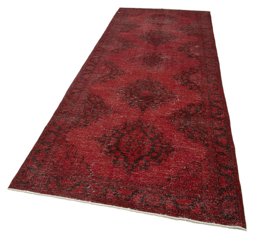Zile Red Vintage Cotton Wool Handmade Area Rug 4'6'' x 12'6''
