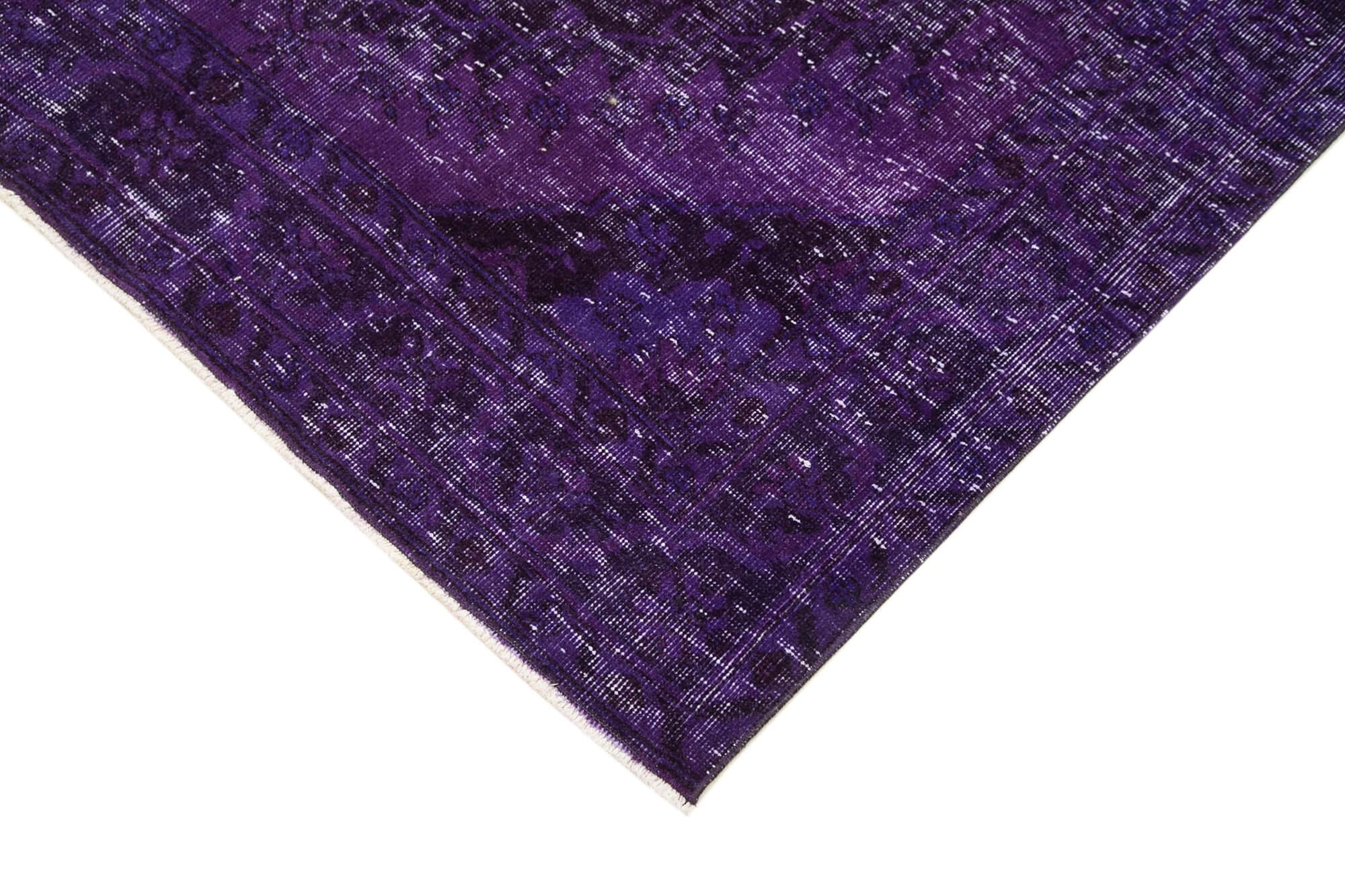 Handmade Wool Area Rug - Purple Vintage Cotton Wool Blend Rug 4'9'' x 12'6''