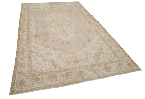 Vintage Beige Vintage Cotton Wool Handmade Area Rug 6'2'' x 10'4''