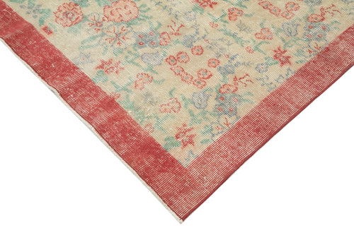 Vintage Beige Vintage Cotton Wool Handmade Area Rug 5'5'' x 8'11''