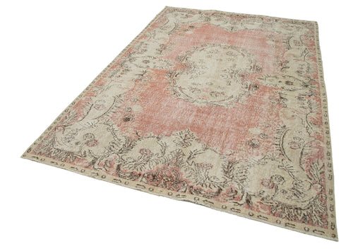 Vintage Beige Vintage Cotton Wool Handmade Area Rug 5'11'' x 9'4''