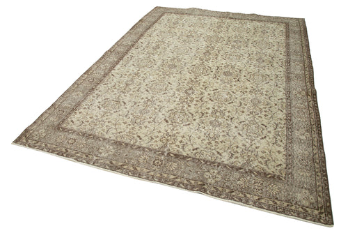 Vintage Beige Vintage Cotton Wool Handmade Area Rug 6'9'' x 9'11''