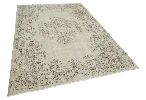 Vintage Beige Vintage Cotton Wool Handmade Area Rug 5'9'' x 8'5''