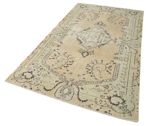 Vintage Beige Vintage Cotton Wool Handmade Area Rug 4'9'' x 8'5''