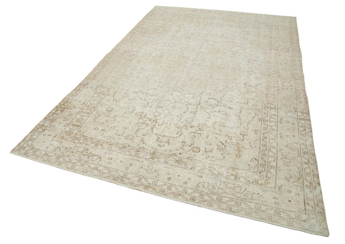 Vintage Beige Vintage Cotton Wool Handmade Area Rug 6'4'' x 9'11''