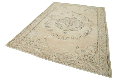 Vintage Beige Vintage Cotton Wool Handmade Area Rug 6'6'' x 9'3''