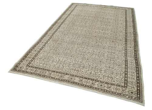 Vintage Beige Vintage Cotton Wool Handmade Area Rug 6'1'' x 10'2''