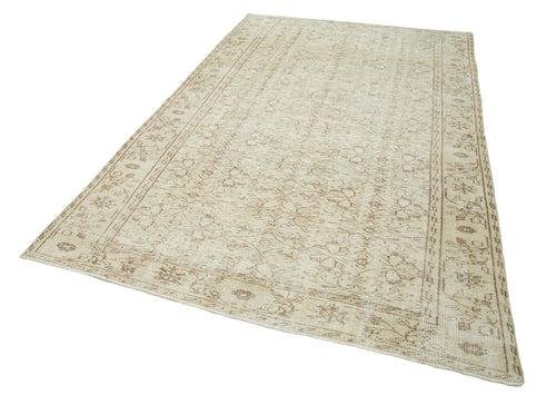 Vintage Beige Vintage Cotton Wool Handmade Area Rug 5'9'' x 9'0''