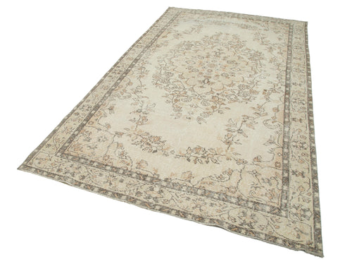 Vintage Beige Vintage Cotton Wool Handmade Area Rug 5'9'' x 10'8''