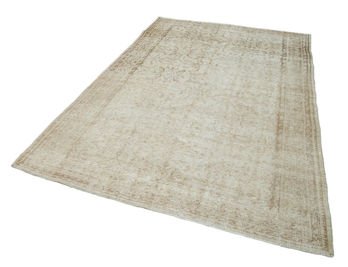 Vintage Beige Vintage Cotton Wool Handmade Area Rug 5'11'' x 9'3''