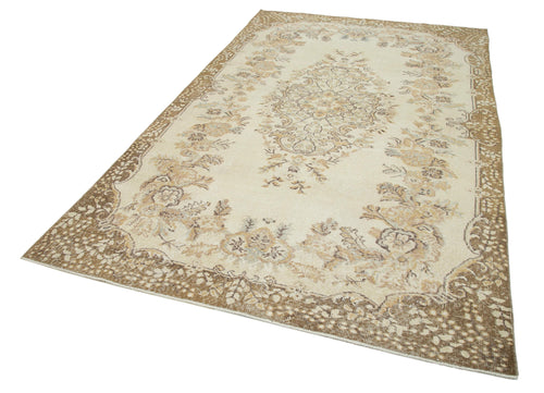 Vintage Beige Vintage Cotton Wool Handmade Area Rug 5'10'' x 9'10''
