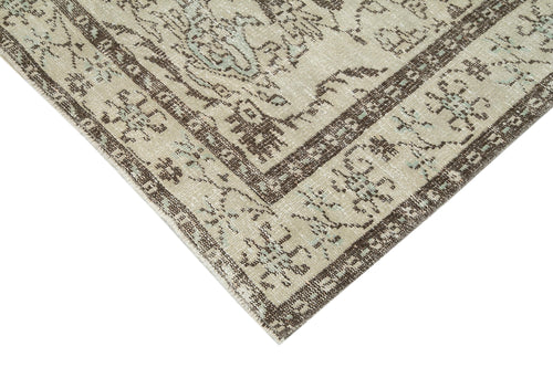 Vintage Beige Vintage Cotton Wool Handmade Area Rug 5'7'' x 9'1''