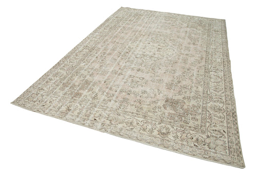 Vintage Beige Vintage Cotton Wool Handmade Area Rug 6'8'' x 10'1''
